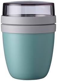 Mepal  Lunchpot Ellipse Mini  Practical Yoghurt Cup & Muesli Cup  Separate Compartments for Yoghurt & Muesli - Suitable for Freezer, Microwave & Dishwasher  300 ml + 120 ml  Nordic Green.