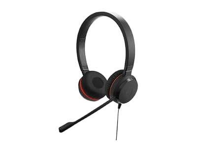 Jabra Evolve 20 UC Stereo Headset – Unified Communications Headphones for VoIP Softphone with Passive Noise Cancellation – USB-A Cable with Controller – Black
