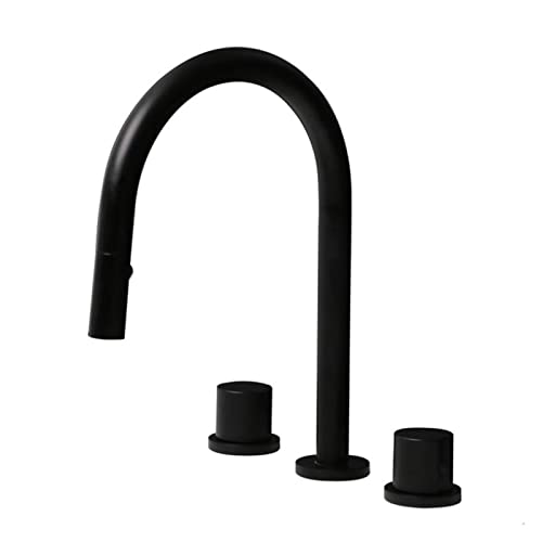 Robinet de lavabo anti-calcaire mitigeur à trois trous noir