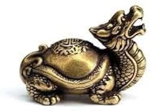 MySouqEg Store Antique Solid Copper Turtle Figurines Brass Dragon Tortoise Mythical Animal Sculpture Home Office Desktop Ornaments Decoration Size 36 * 26mm - 43G