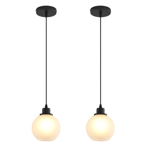 CAFULAM Pendant Lamp with Glass Shade, Modern Antique Brass Pendant Lights,Hanging Light Vintage Glass Shade, Island Light Pendant Light Fixture for Bedroom Living Room Kitchen