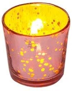Luna Bazaar Vintage Mercury Glass Decorative Vase or Candle Holder for Tea Lights or Votive Candles (2.5-Inch, Lila Design, Rose Gold Pink, Single) - Wedding Centerpiece, Party and Home Decorations