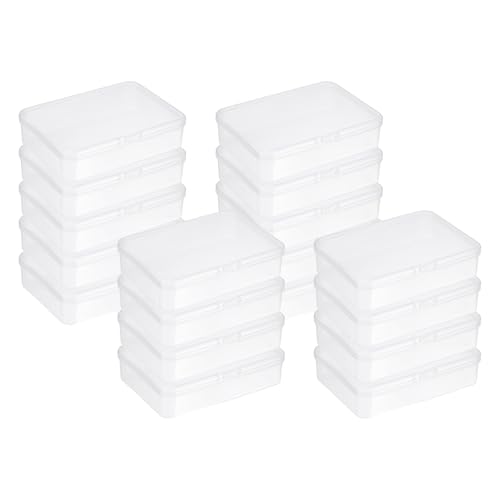 Petites boîtes de rangement rectangulaires plastique transparent avec couvercles lot de 20