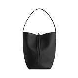 befen Black Leather Bucket Bag for Women, Genuine Pebbled Cowhide Shoulder Purse, Everyday Casual...