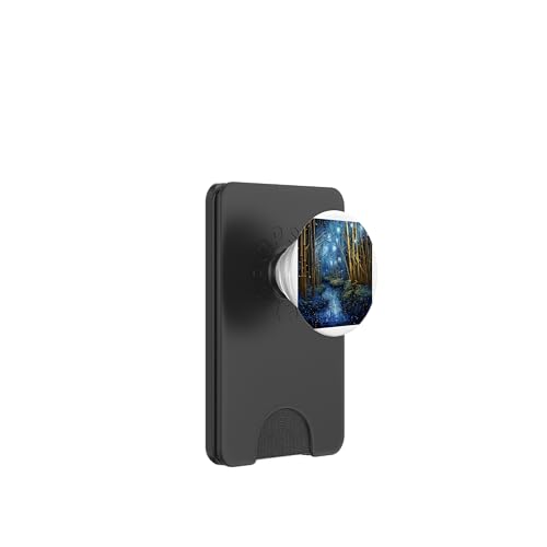 Peinture de Paysage céleste en Bois de Bambou au Clair de Lune PopSockets PopWallet pour MagSafe