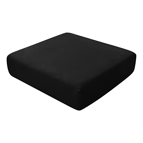 SYLC Housse de coussin de canapé en velours extensible avec bandes élastiques pour 1 place Noir