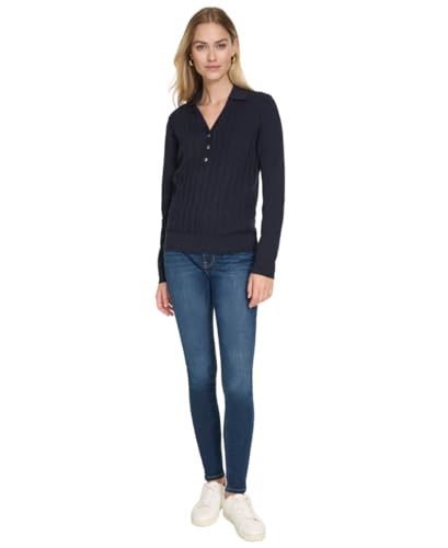 Image of Nautica Women's V-Neck Cable Polo Long Sleeve
