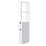 Saxony® Bathroom Storage Cabinet with 2 Shelves and 2 Doors Tallboy White Wooden Furniture Unit tall narrow cupboard Slim Floor Standing Design cabinets