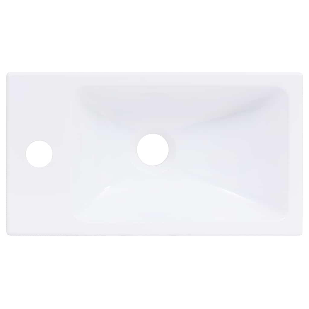 SMC Lavabo de 400 x 220 x 90 mm, color blanco, con orificio para grifo para lavabo o empotrable, para baño, inodoro de invitados y sanitario