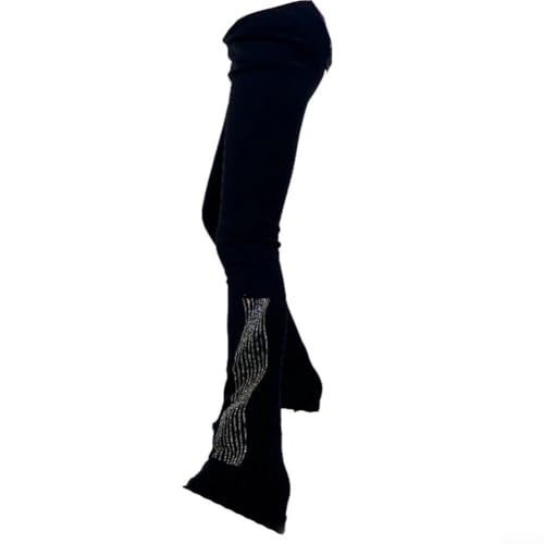 Pantalon patinage artistique chaud noir à taille haute pour entraînements réguliers sur glace