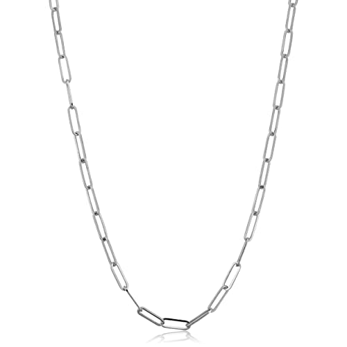 10k Yellow or White Gold 3 mm Paperclip Link Chain Necklace for Women