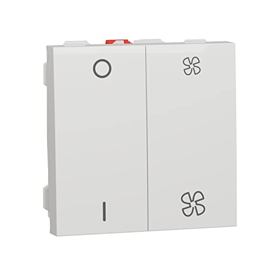 Schneider Electric NU321418 Unica - commande VMC - ON/OFF + 2 vitesses - 10A - 2 mod - Blanc - méca seul