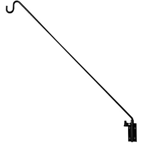 MIXXIDEA Heavy Duty Extended Reach Wall Mounted Deck Hook Wall Pole, Wall Bracket Direction and Length Adjustable Plant Bracket for Bird Feeders, Planters, Suet Baskets, Lanterns, Wind Chimes,Black Cover