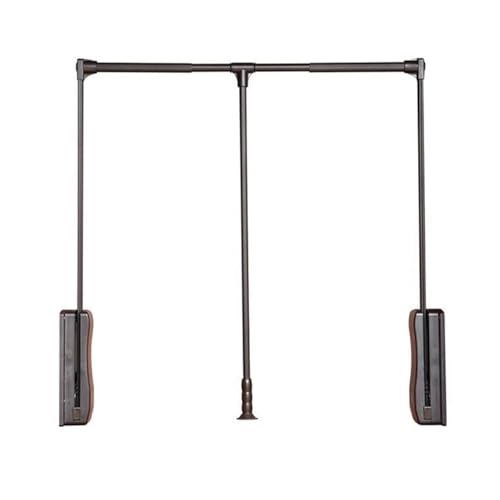Tringle de penderie rétractable marron réglable de 700 à 930 mm avec élévateur