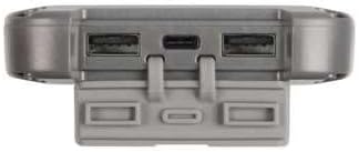 Bottom view of the Xtorm FS405 Solar Powerbank showing the USB-C and USB-A output ports.