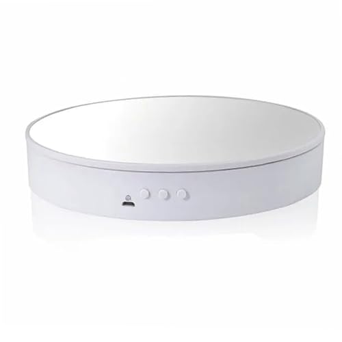 KUCOCOSNEH 回転台 展示ディスプレイ 電動回転 USB ディスプレイスタンド 5KG耐荷重 低消費電力 自動ターンテーブル 撮影用 展示用 角度調整 直径20cm 白いスエード