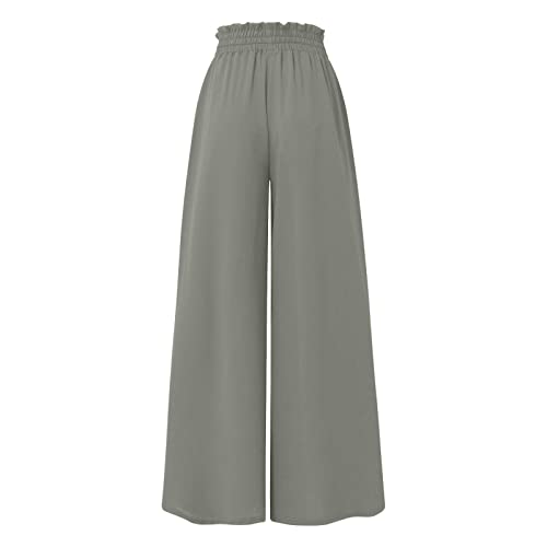 ALCRISP Hose Damen Sommer High Waist Plissee Palazzo Hose mit Gummizug...