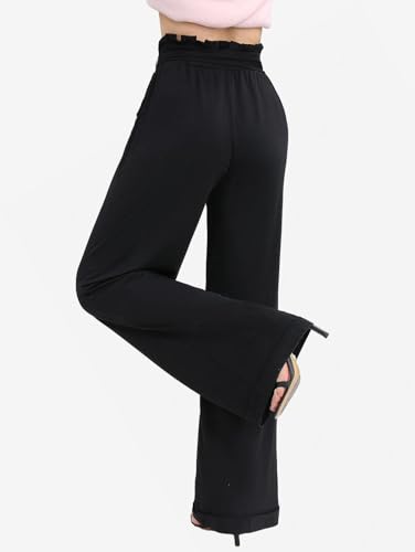 ROSE GAL Rosegal Plus Size Wide Leg Paperbag Pants with Pocket Ruffles High Waisted Casual Trousers with Pockets4