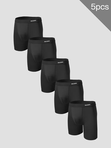 AORGSVI 5-Pack Men’s Total Support Pouch Boxer Briefs, Moisture-Wicking Underwear, Regular Leg & Long Leg Boxer Shorts2