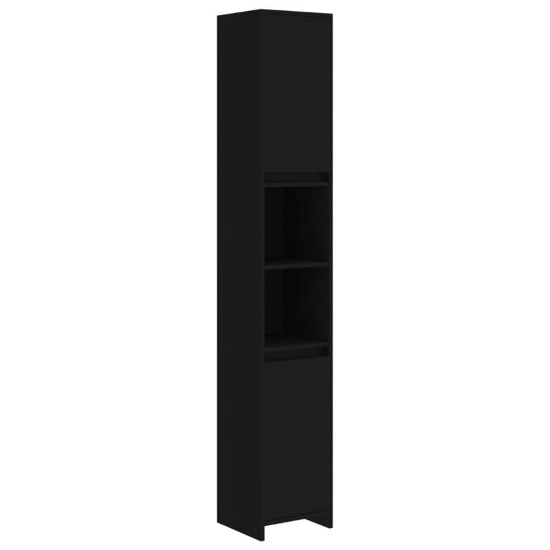Eleganz Armario de baño negro 30 x 30 x 183,5 cm de material de madera – Moderno armario de baño con mucho espacio para toallas y artículos de tocador, ideal para baños pequeños