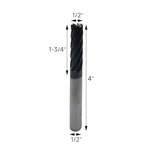 Image of 1 /2in Solid Carbide End Mill,7 Flutes,Variable Helix,Variable Geometry,AlTiN Coated Bits Tool for Medium Hardness Steel, Brass, Iron
