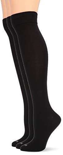 HUE womens Modal Knee 3 Pair Pack Casual Socks, Black, One Size US