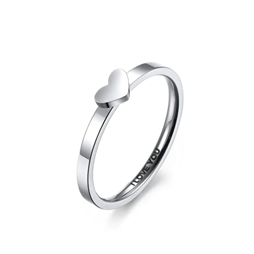 Aeici Anillos para Mujer, Anillo Casamiento Acero Inoxidable Recorte En Forma de Corazón Talla 17 Woman Detalles Regalo Mujer