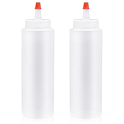 8oz Squeeze Condiment Bottles Dispenser, 2pcs Squeeze Bottle with Red Cap Reusable Squeeze Sauce Containers for Condiment BBQ Syrup Ketchup Mayonnaise Hot Sauce Mustard and More Cover