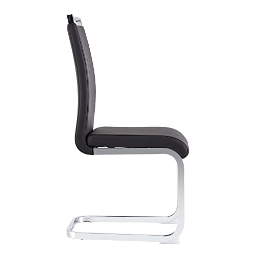 Miniatura 9 de Merax Juego De 4 Sillas De Comedor, Silla Oscilante Con Piel Sintética De Poliuretano Y Respaldo Alto, Silla De Cocina Moderna, Estructura De Metal, Silla Tapizada Para Salón, Sala De Conferencias,