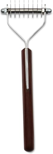 Mars Coat King Dematting Undercoat Grooming Rake Stripper Tool for Dogs and Cats, Stainless Steel with Wooden Handle for Thick Coats, 8-Blade Stripper for Groomers, Pet Owners