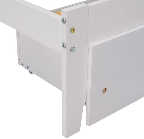 Miniatura 34 de Base de cama de tamaño individual con cajones de almacenamiento, marco de cama individual de plataforma de madera individual, cama individual