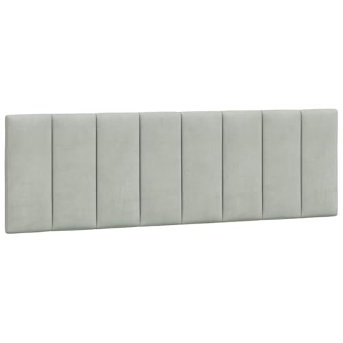 vidaXL Coussin de Tête de Lit Hanko, Oreiller de Tête de Lit avec Bandes Auto-agrippantes, Coussin Rembourré Chambre à Coucher, Gris Clair 160 cm Velours