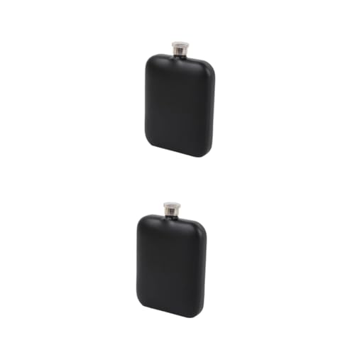 TOPPERFUN 2 Piezas Vino cubierto de plano matraz botella de bebidas petacas de alcohol whiskey bottle Negro