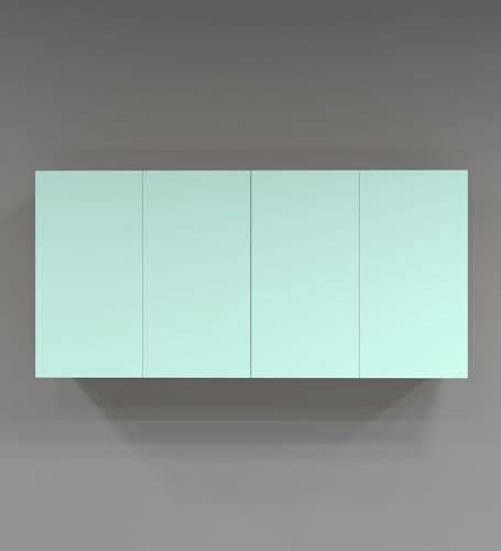 Image of SPECIALITY PANELS 4 Door Wall Cabinet with UV Profile Shutter | Wall Mounted Storage Cabinet for Kitchen Bathroom Living Room | Wooden Wall Cabinet Organizer Mint Finish DIY Assembly