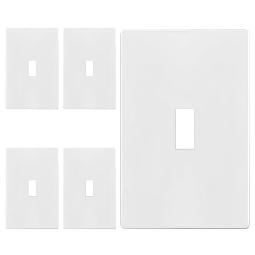 Image of ENERLITES Screwless Toggle Switch Wall Plate, Child Safe Light Switch Cover, Standard 1-Gang 4.68 inch x 2.93 inch, Unbreakable Polycarbonate Thermoplastic, UL Listed, SI8811-W-5PCS, Glossy, White, 5 Pack