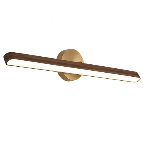 Applique murale ovale en noyer noir avec éclairage LED blanc chaud 3000K pour miroir