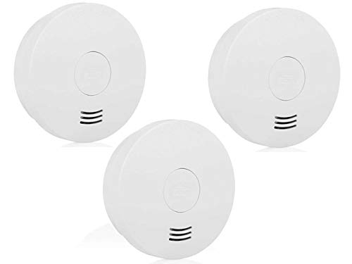 Rauchmelder 3er Set mit 10 Jahres Batterie, VDs Zertifiziert & Q-Siegel, unauffällig blinkende LED