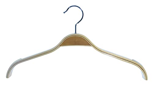 Hagspiel Pack of 10 Plywood Hangers with Non-Slip Side Panels Extra Wide Shoulder Parts Approx. 2 cm Natural Varnish