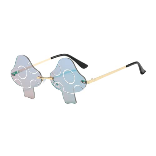 ENTHYI Mushroom Shape Sunglasses for Women Irregular Rimless Eyewear Retro rave Party halloween Sun Glasses