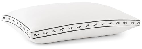UGG King Bed Pillow Gusseted Down Alternative Pillow Soft & Breathable Medium Firm Sleeping Pillows Premium Luxury Home Decor Hypoallergenic Pillow for King Bed White (Devon)