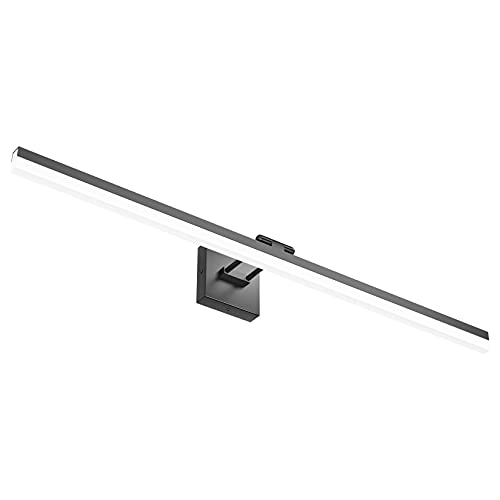 Image of Ralbay 40 inch Modern LED Matte Black Bathroom Vanity Light 24W Adjustable Black Vanity Lighting Modern LED Bathroom Vanity Light Fixtures Over Mirror (6000K Cool White Light)