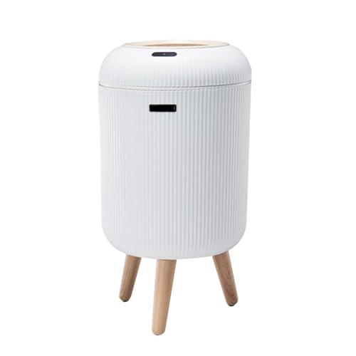 Cubo de basura eléctrico de 10L con sensor automático y patas altas en color blanco