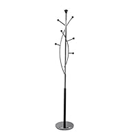 Modern Tree Coat Rack Stand, 68\" Height, Chrome and Walnut Finish, Weighted Base