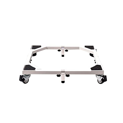 Support de machine à laver – Chariot réglable pour réfrigérateur congélateur avec longueur extensible de 58,5 à 93 cm – Support de base mobile pour sèche-linge – Roues universelles pour appareils