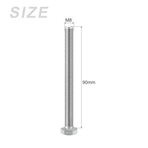 Image of METALLIXITY Hex Head Screws Bolts, Nuts, Flat & Lock Washers Kits (M8-1.25x90mm) 4 Set, Stainless Steel Fully Threaded Machine Screws Bolt Set - for Home Appliance Equipment