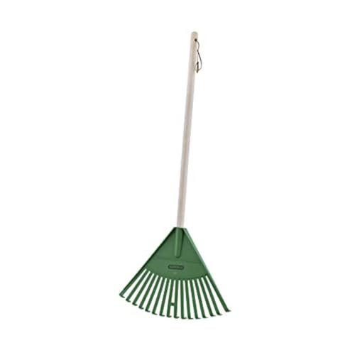 Image of Rakes with Hardwood Handle, Durable Plastic Head to Sweep Leaves in Lawn and Tidying Up The Garden, 34 inch (Green), 6 Pack