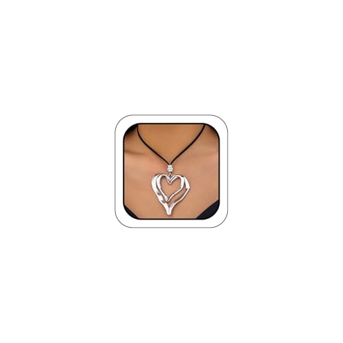 Collier double rang en argent avec grands cœurs suspendus pour femme