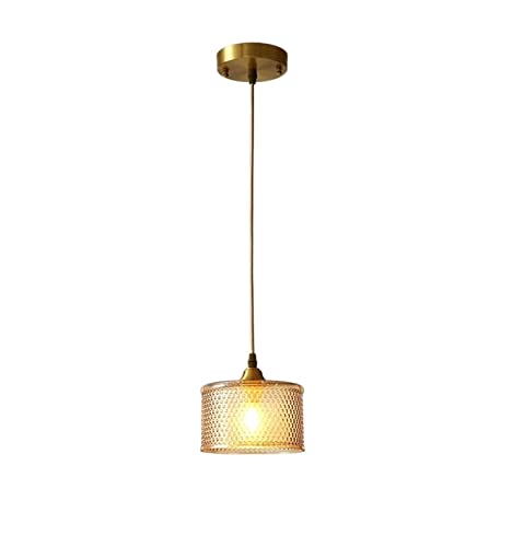 Lustre suspension industrielle en cuivre avec abat-jour verre pour cuisine