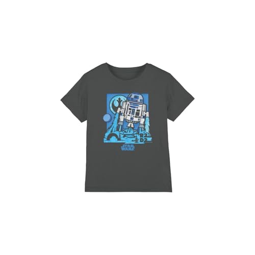 Star Wars Papercut R2D2 Unisex Kids T Shirt, Charcoal, 5-6 Years