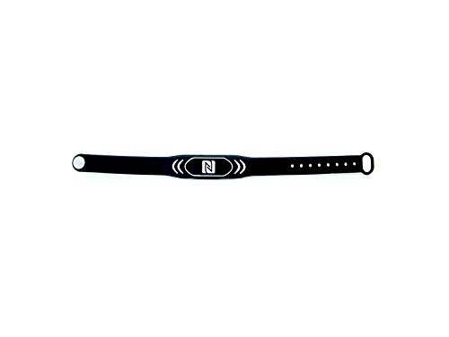 NFC Armband, geeignet für Kontaktdaten, Messe, Sport, 924 Byte (NTAG 216), wasserfest, schwarz, verstellbar
